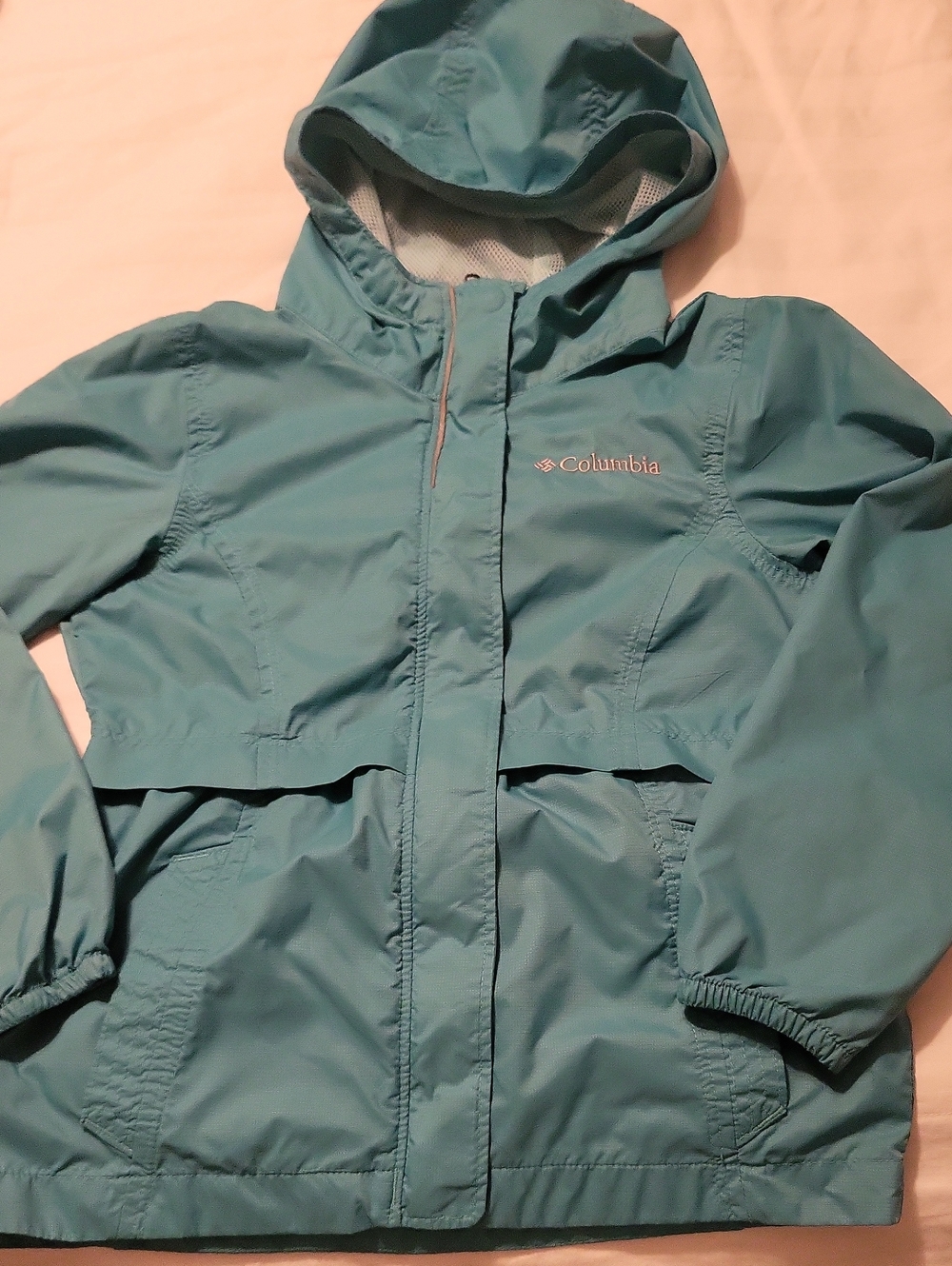 Columbia Kids Teal Hooded Rain Jacket